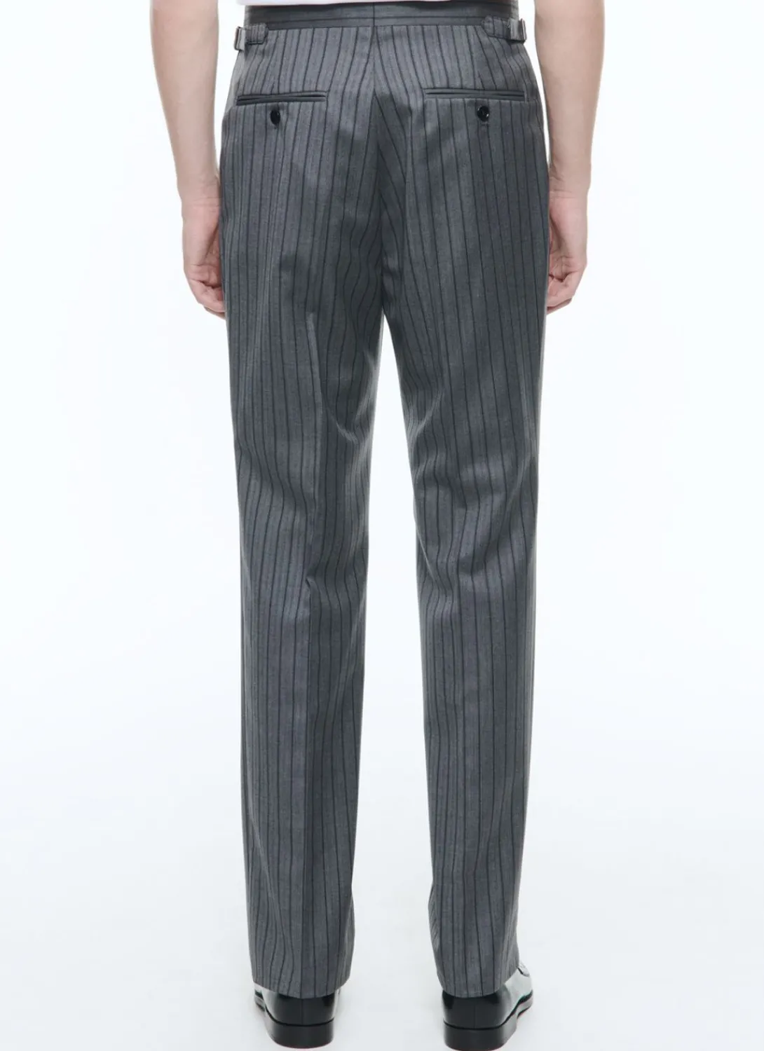 Fursac Wool Twill Striped Pleated Trousers Ash Grey Sale